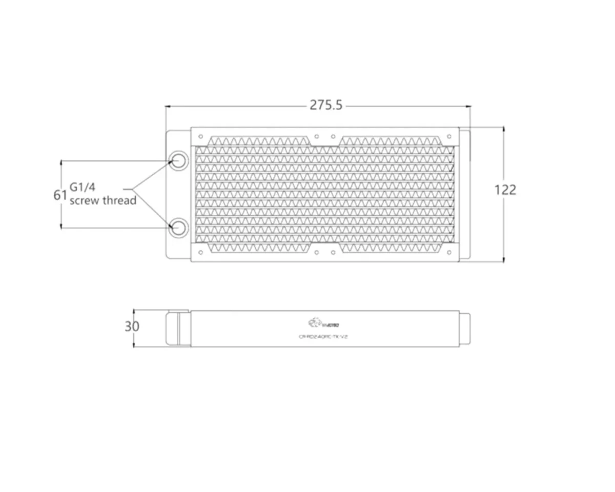Bykski 240mm x 40mm Copper Radiator (CR-RD240RC-TK-V2) - Image 2