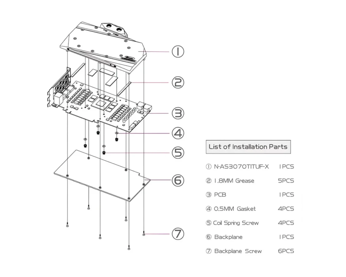 Bykski N-AS3070TITUF-X ASUS TUF RTX3070Ti 8G Gaming Full Coverage GPU Water Block & Backplate - Image 8