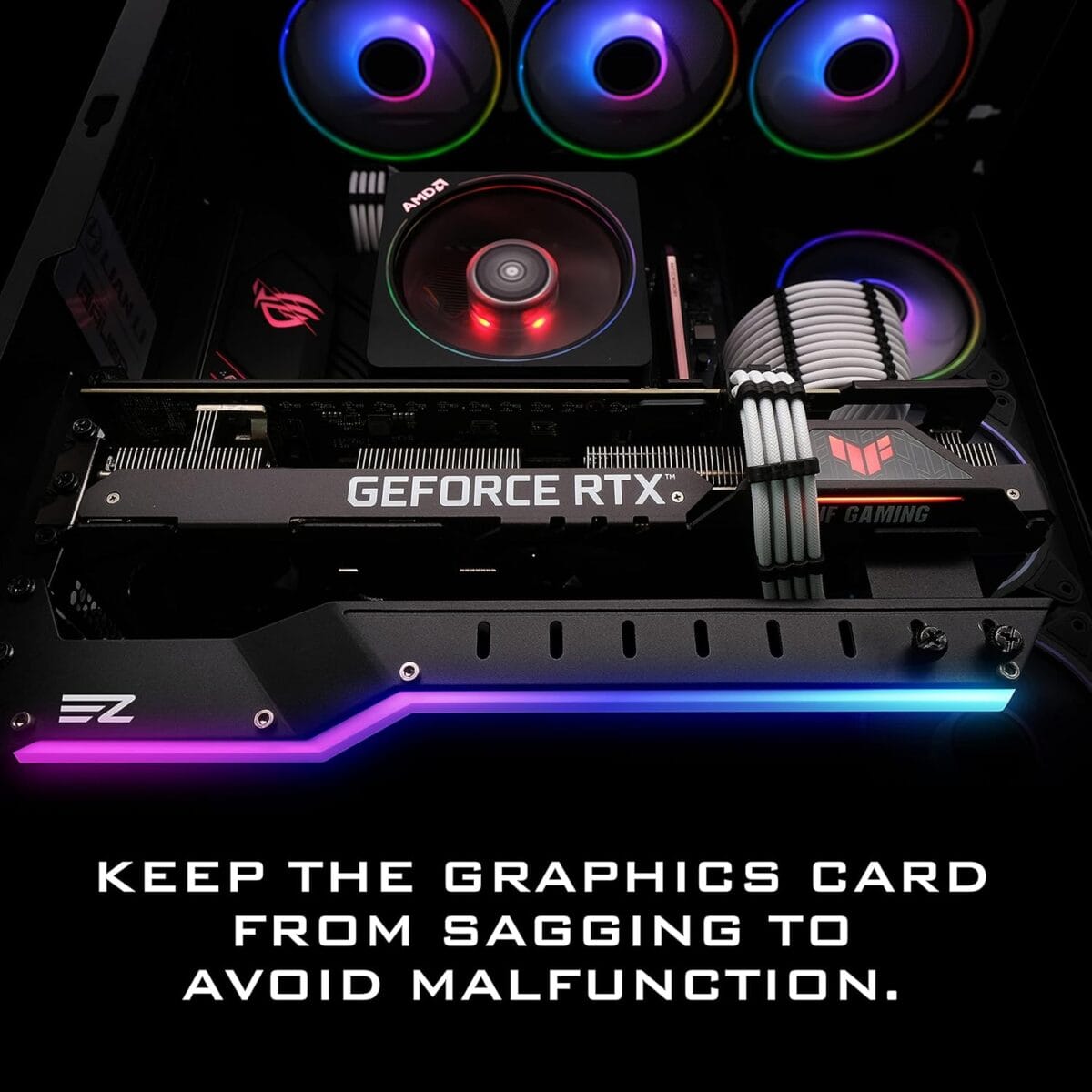 ARGB Graphics Card Holder 309- Black - Image 7