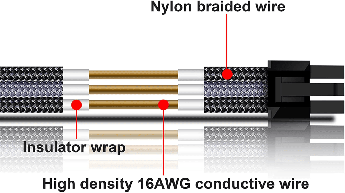 16AWG PSU Cable Extension 6 Cables-Black/Grey - Image 5