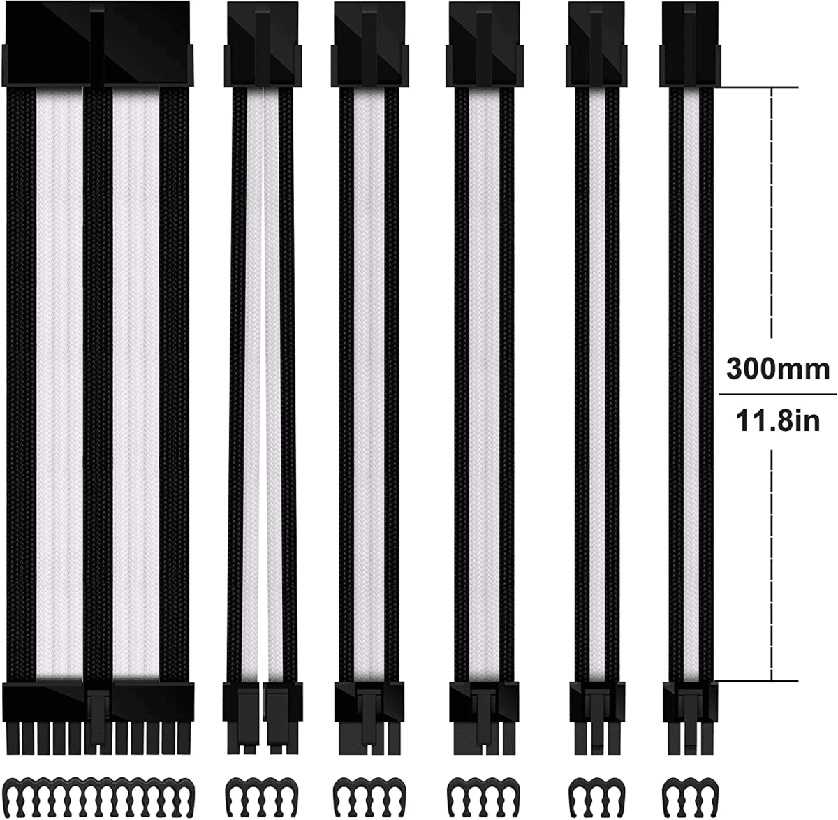 16AWG PSU Cable Extension 6 Cables-Black/White - Image 2