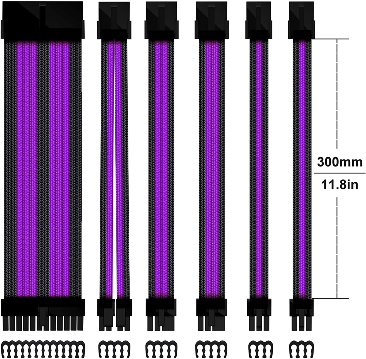 16AWG PSU Cable Extension 6 Cables-Black/Purple - Image 4