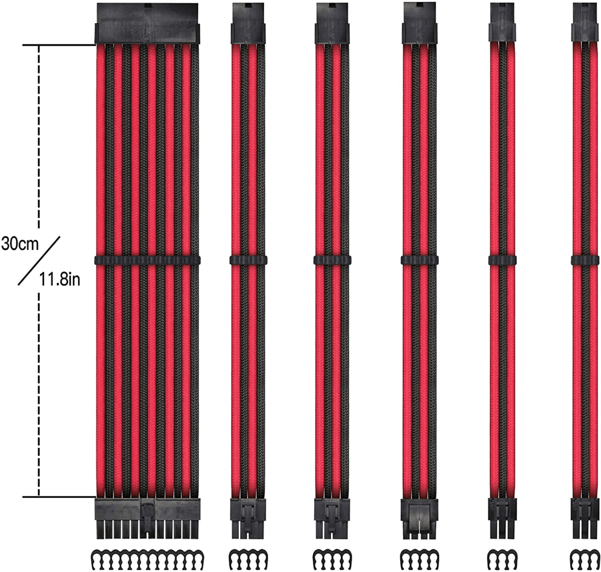 16AWG PSU Cable Extension 6 Cables-Black/Red - Image 4