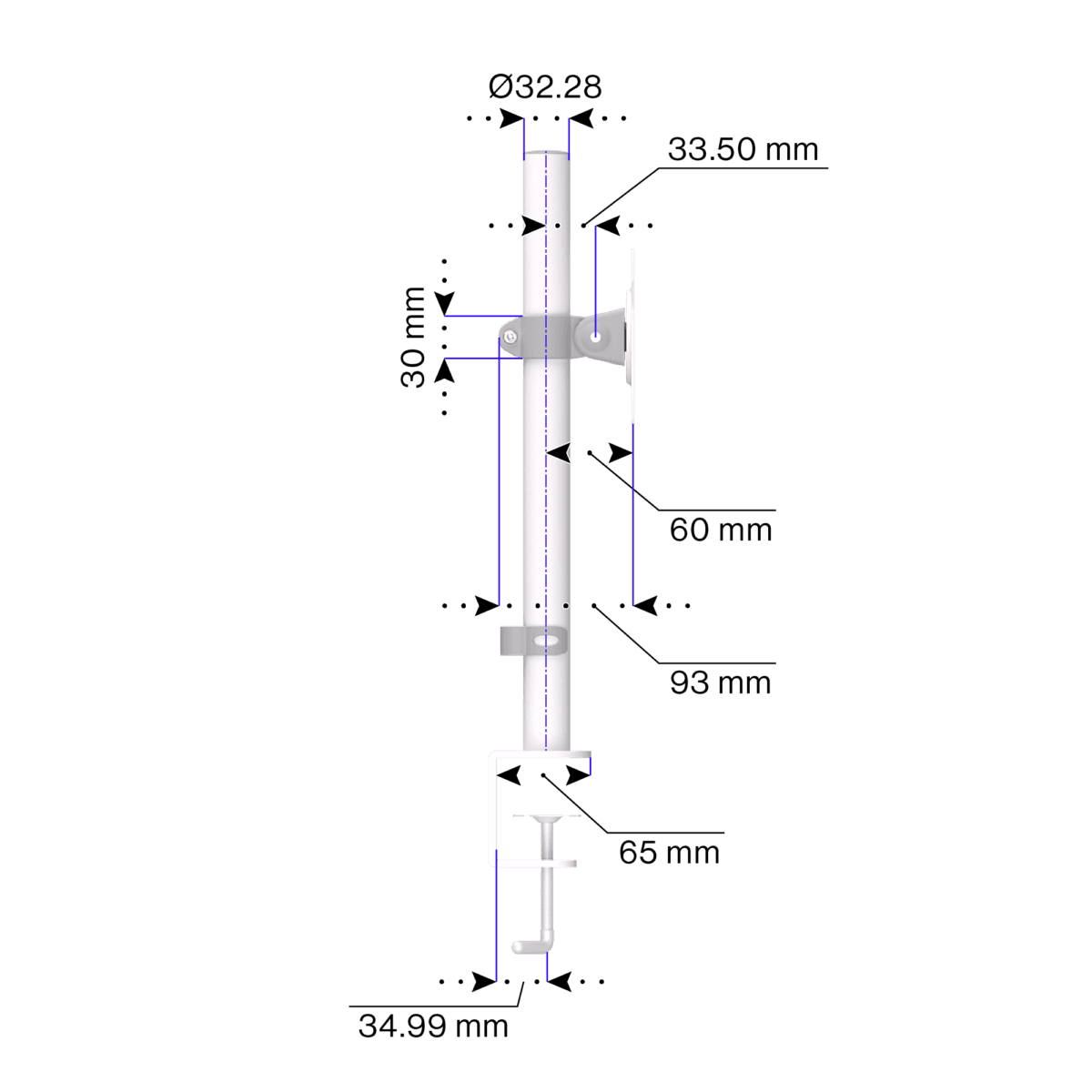 ENDORFY Atlas Single Monitor Arm - Onyx White - Image 7