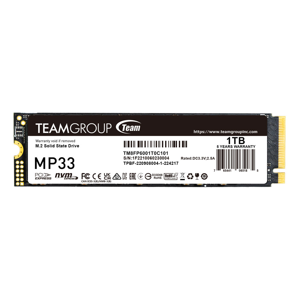 T-FORCE TEAM M.2-2280 PCI-E Gen3x4 MP33 1TB