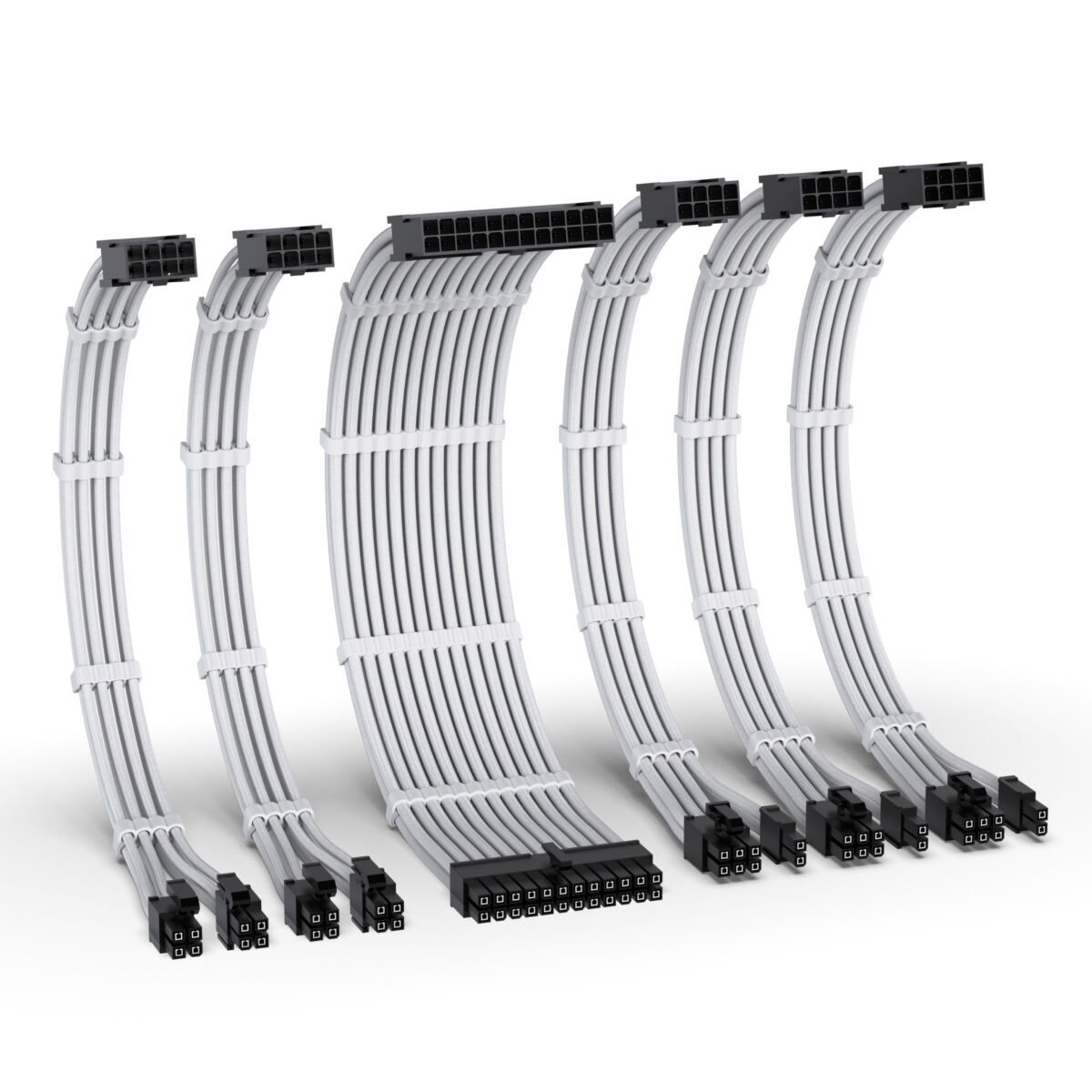 EZDIY-FAB 16 AWG PSU Premium Nylon Sleeved Extension Cable Kit - White - Image 3
