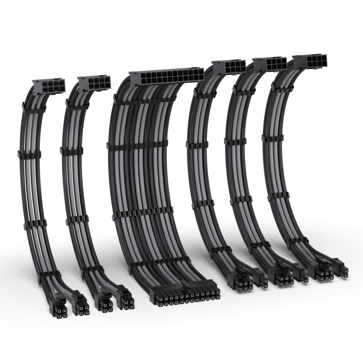EZDIY-FAB 16 AWG PSU Premium Nylon Sleeved Extension Cable Kit - Black/Grey - Image 2