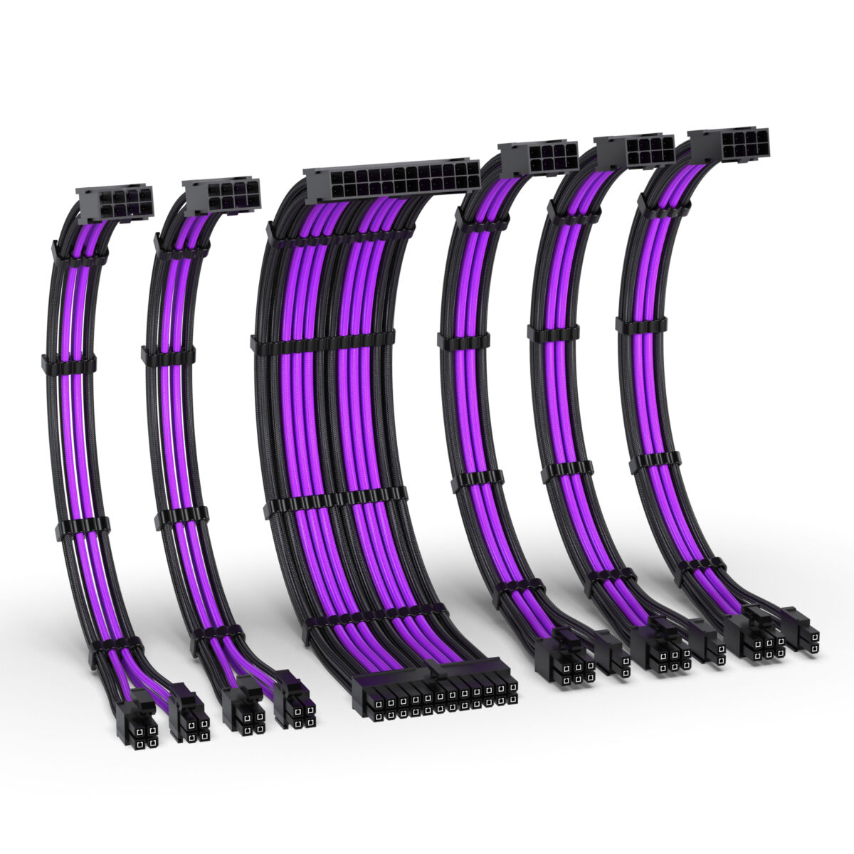 EZDIY-FAB 16 AWG PSU Premium Nylon Sleeved Extension Cable Kit - Black/Purple - Image 2