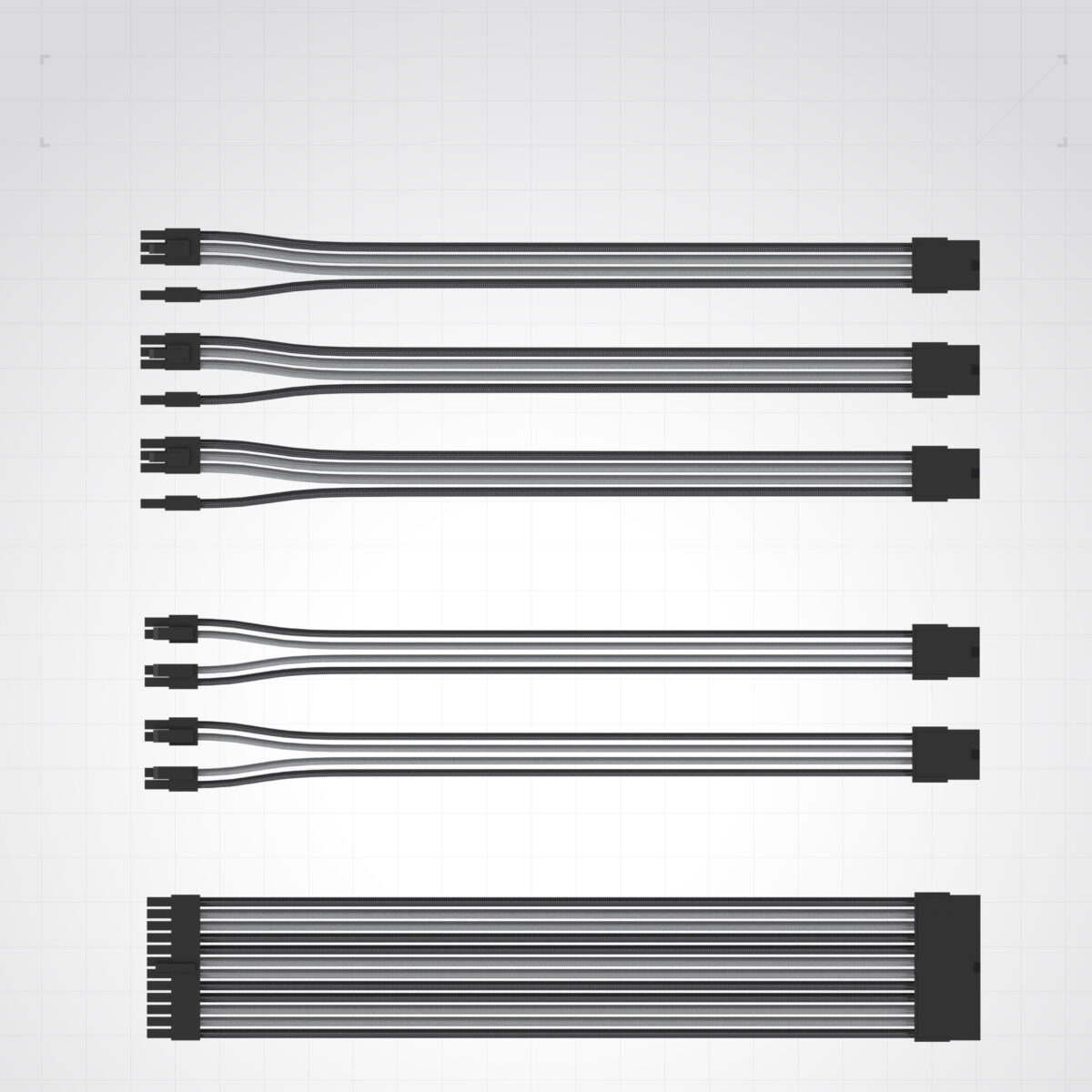 EZDIY-FAB 16 AWG PSU Premium Nylon Sleeved Extension Cable Kit - Black/Grey - Image 3