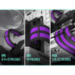 EZDIY-FAB 16 AWG PSU Premium Nylon Sleeved Extension Cable Kit - Black/Purple - Image 11