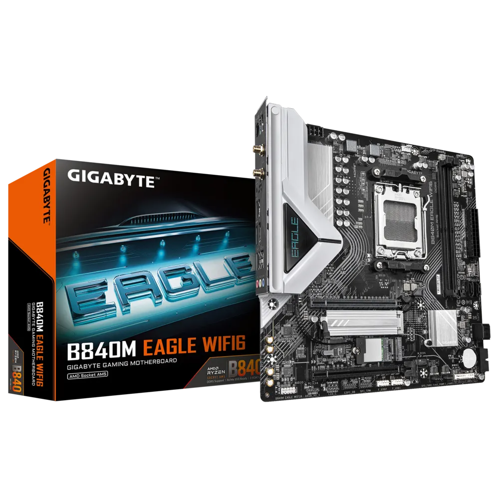 GA-B840M-EAGLE-WIFI6_Box Gigabyte B840M EAGLE WIFI6 AMD B840 Ryzen Socket AM5 Micro-ATX Desktop Motherboard - Image 1